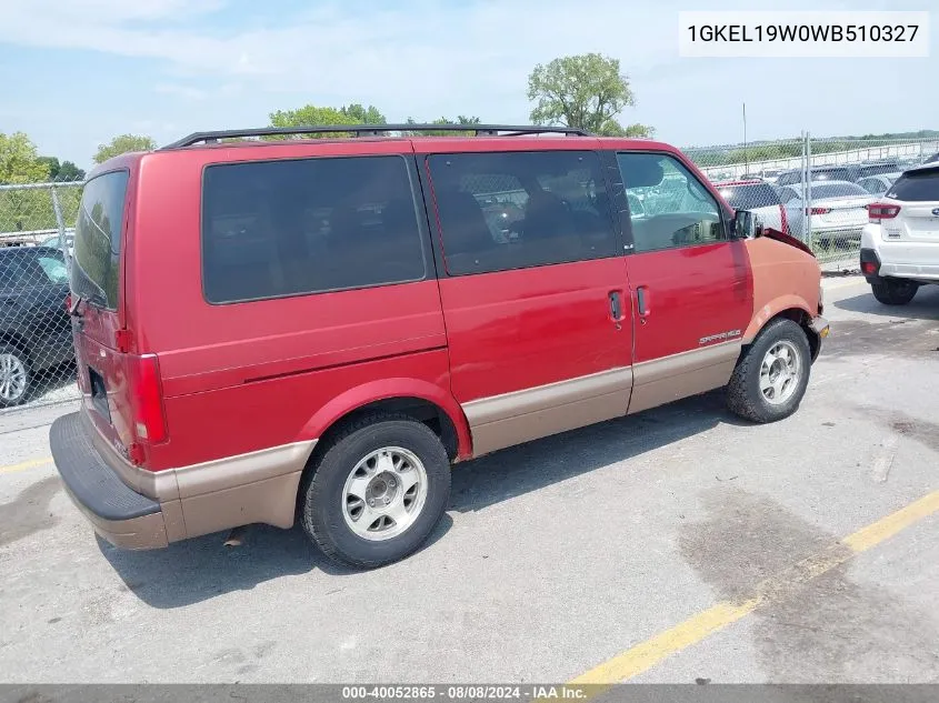 1998 GMC Safari Sle VIN: 1GKEL19W0WB510327 Lot: 40052865