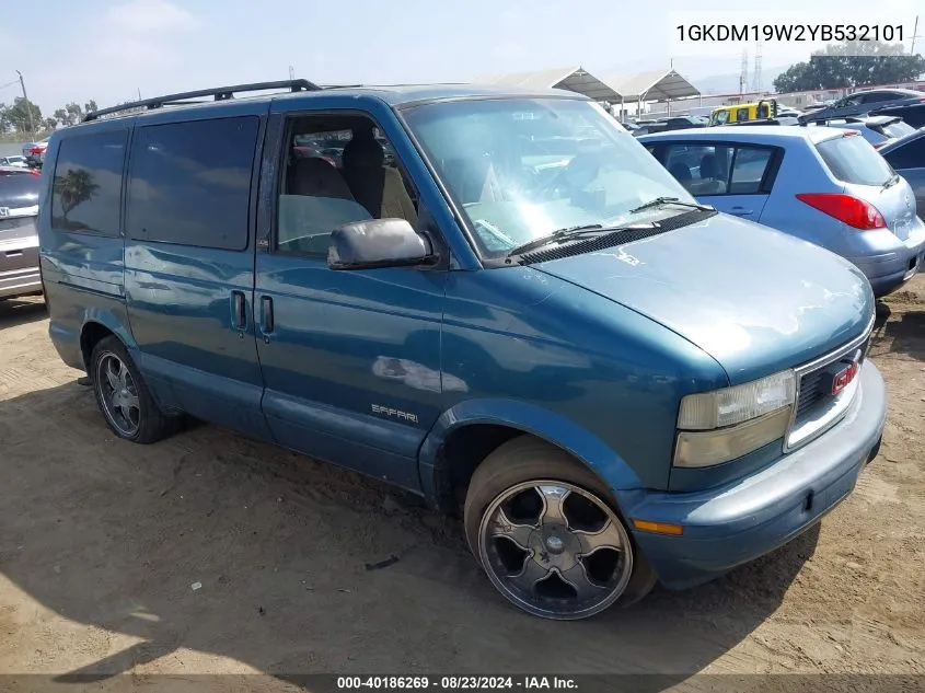 2000 GMC Safari Sl VIN: 1GKDM19W2YB532101 Lot: 40186269