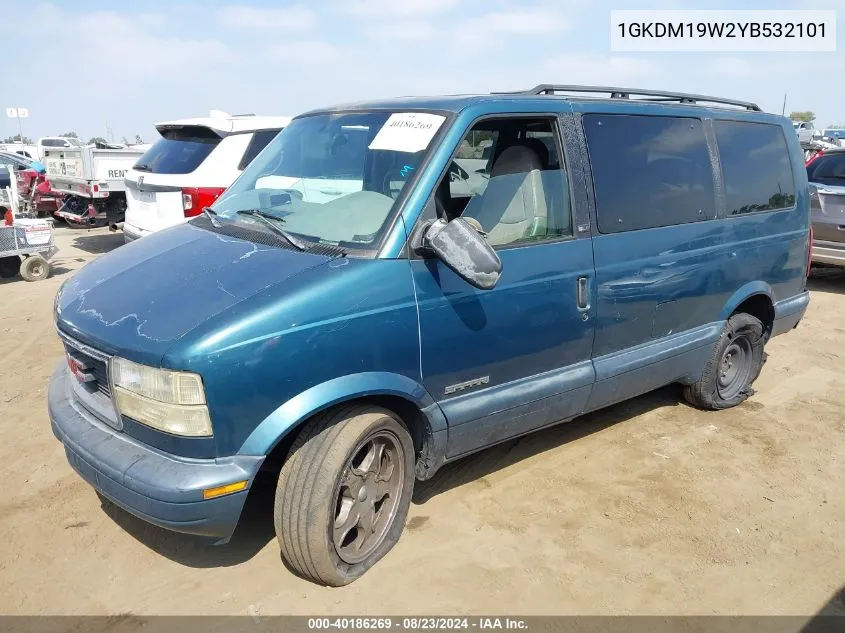 2000 GMC Safari Sl VIN: 1GKDM19W2YB532101 Lot: 40186269