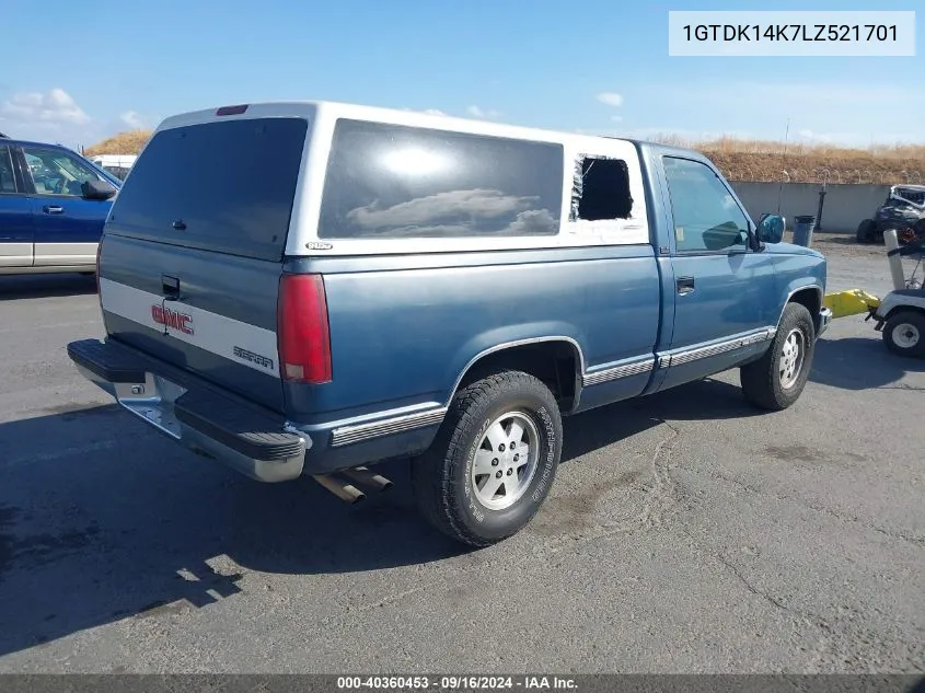 1990 GMC Sierra K1500 VIN: 1GTDK14K7LZ521701 Lot: 40360453