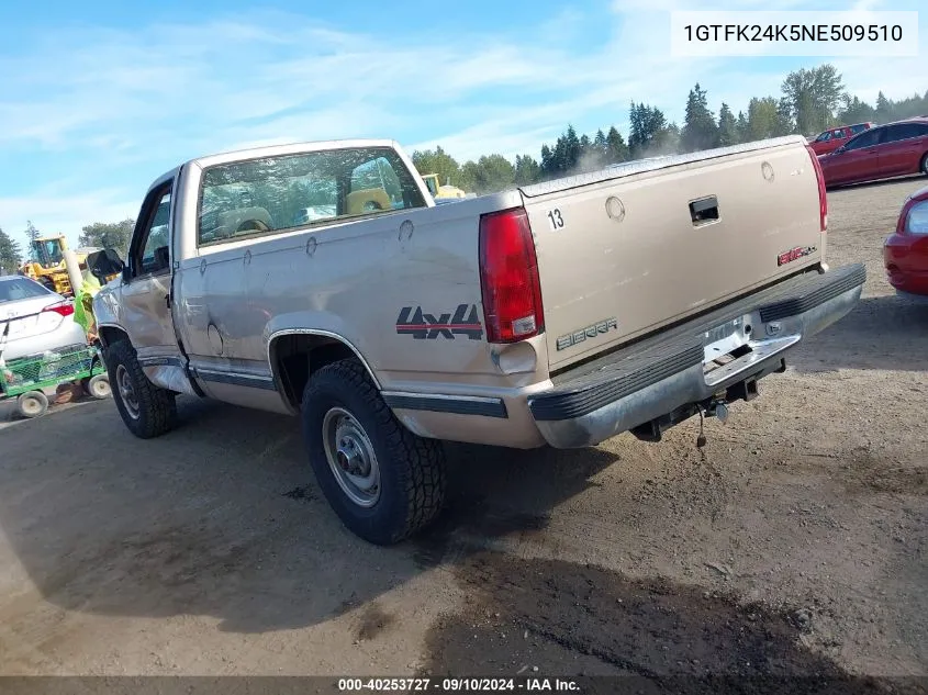 1992 GMC Sierra K2500 VIN: 1GTFK24K5NE509510 Lot: 40253727