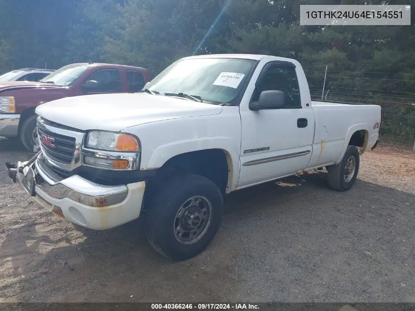 2004 GMC Sierra 2500Hd Sle VIN: 1GTHK24U64E154551 Lot: 40366246