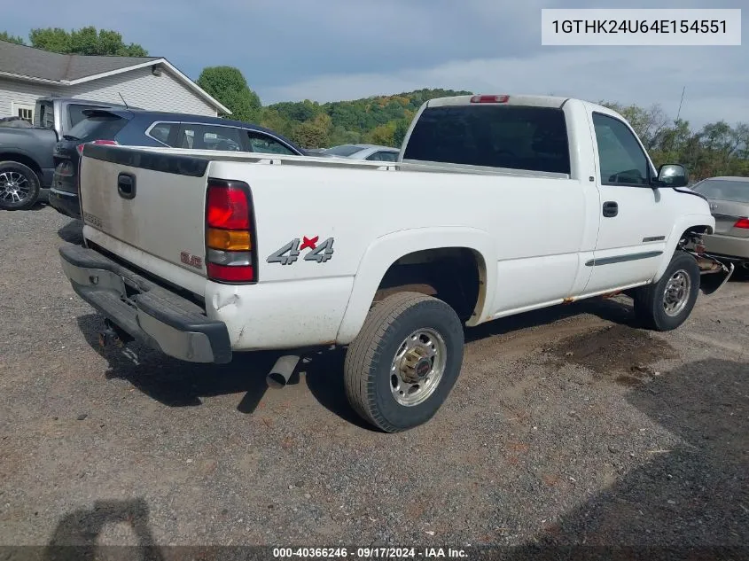 2004 GMC Sierra 2500Hd Sle VIN: 1GTHK24U64E154551 Lot: 40366246