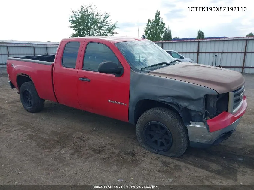 2008 GMC Sierra 1500 Sl/Sle1/Sle2/Slt/Work Truck VIN: 1GTEK190X8Z192110 Lot: 40374014