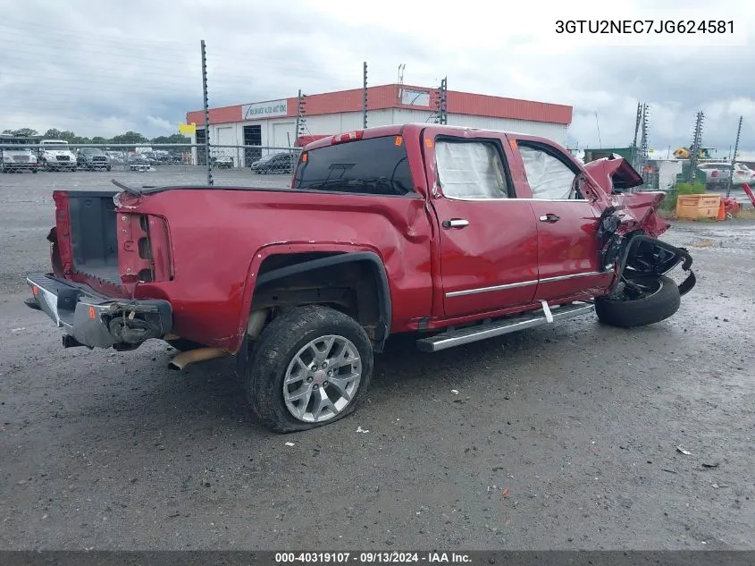 2018 GMC Sierra 1500 Slt VIN: 3GTU2NEC7JG624581 Lot: 40319107