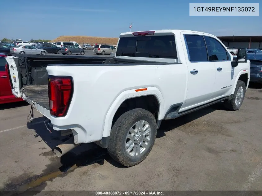 2022 GMC Sierra 2500Hd 4Wd Standard Bed Denali VIN: 1GT49REY9NF135072 Lot: 40358072