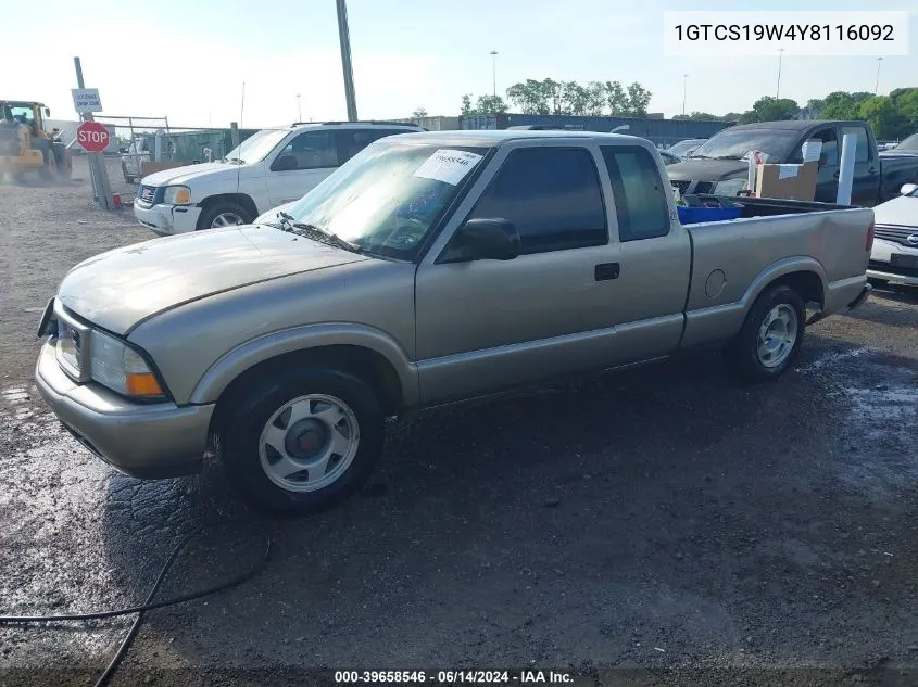 2000 GMC Sonoma Sls VIN: 1GTCS19W4Y8116092 Lot: 39658546