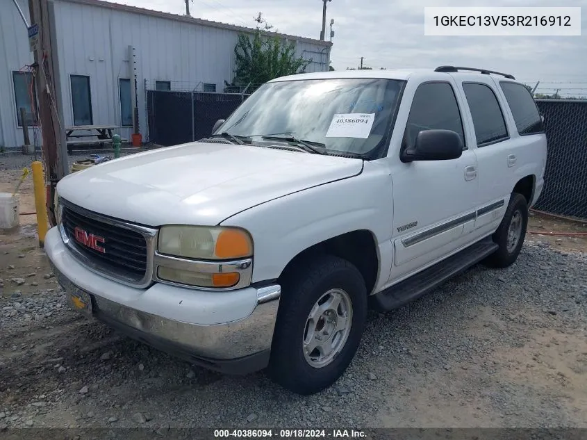 2003 GMC Yukon Slt VIN: 1GKEC13V53R216912 Lot: 40386094