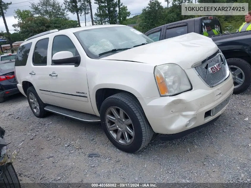 2010 GMC Yukon Denali VIN: 1GKUCEEFXAR274925 Lot: 40355082