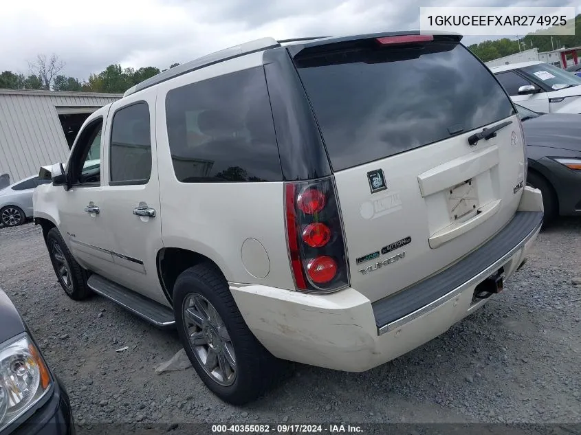 2010 GMC Yukon Denali VIN: 1GKUCEEFXAR274925 Lot: 40355082