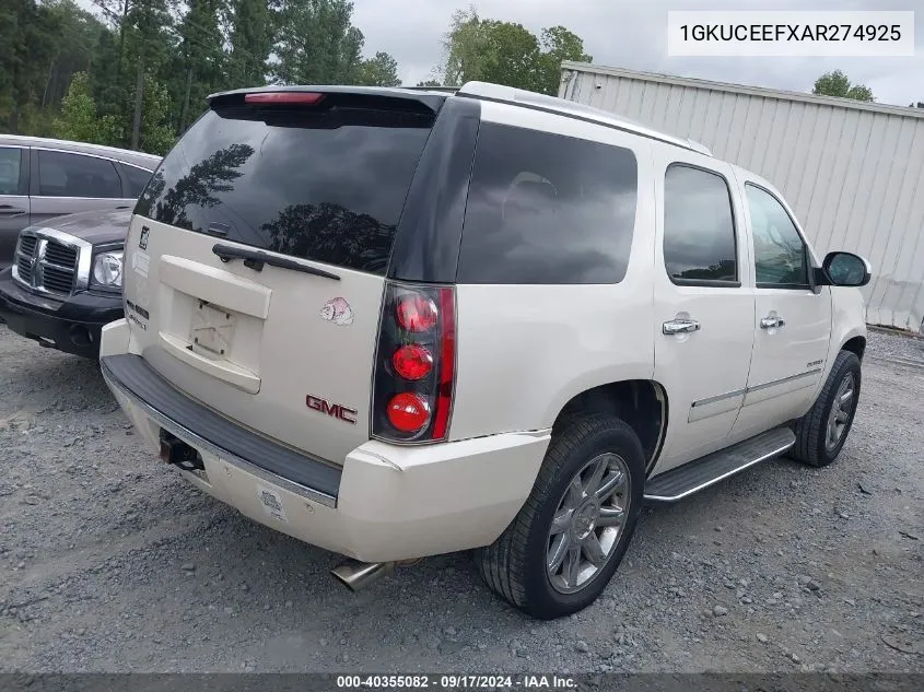 1GKUCEEFXAR274925 2010 GMC Yukon Denali