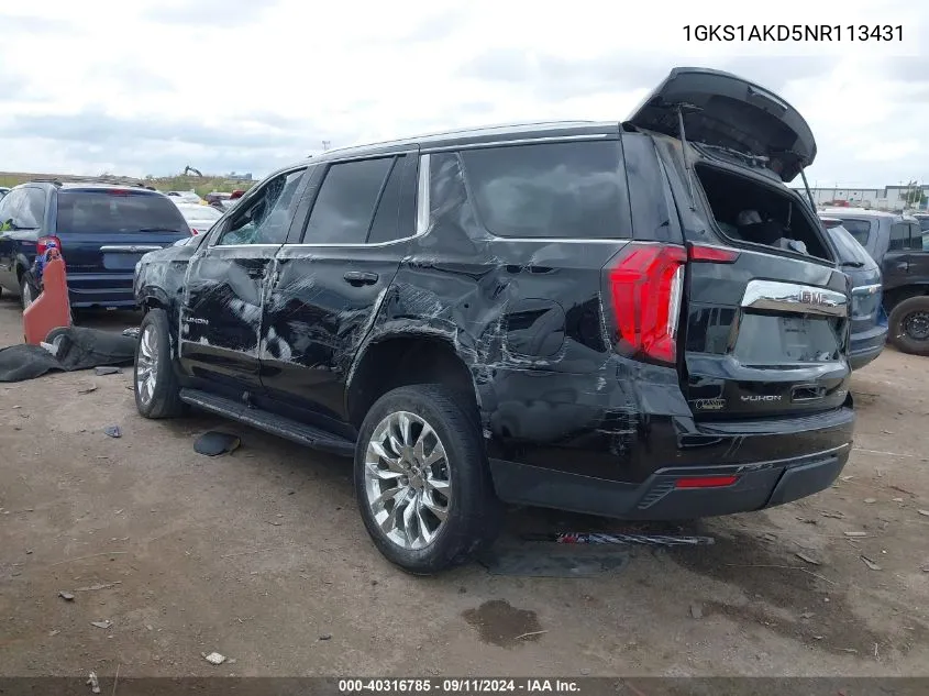 2022 GMC Yukon Sle VIN: 1GKS1AKD5NR113431 Lot: 40316785