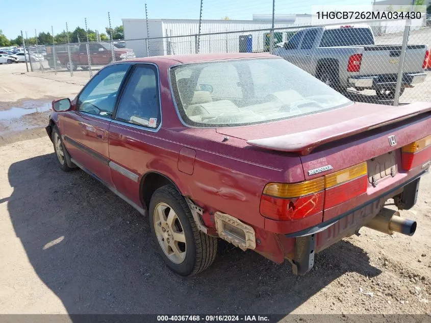 1991 Honda Accord Ex/Ex-R VIN: 1HGCB7262MA034430 Lot: 40367468