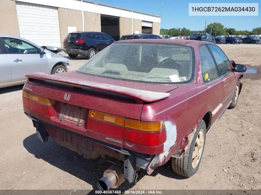 1991 Honda Accord Ex/Ex-R VIN: 1HGCB7262MA034430 Lot: 40367468