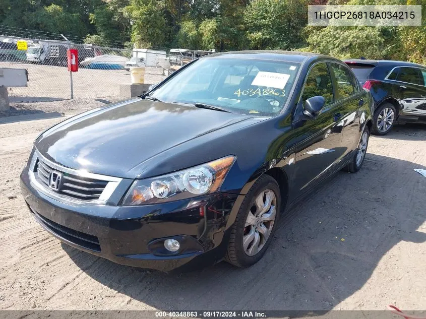 2008 Honda Accord 2.4 Ex-L VIN: 1HGCP26818A034215 Lot: 40348863