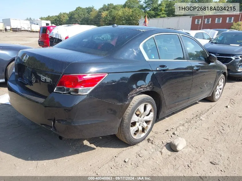 2008 Honda Accord 2.4 Ex-L VIN: 1HGCP26818A034215 Lot: 40348863