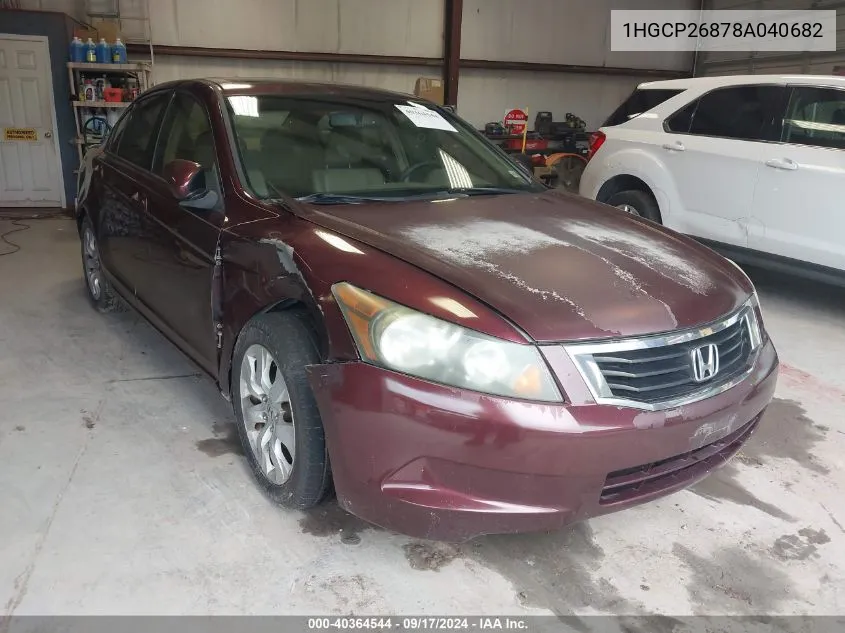 2008 Honda Accord 2.4 Ex-L VIN: 1HGCP26878A040682 Lot: 40364544