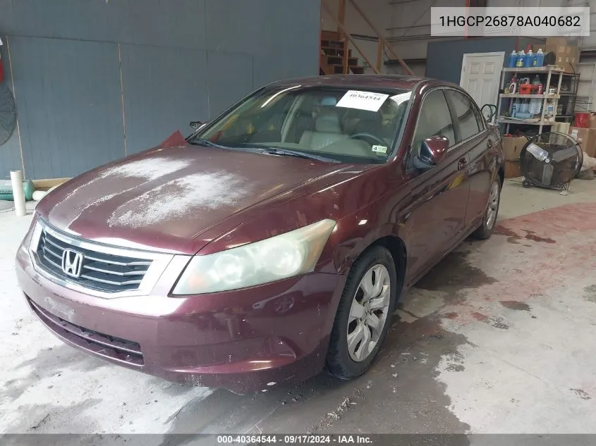 2008 Honda Accord 2.4 Ex-L VIN: 1HGCP26878A040682 Lot: 40364544