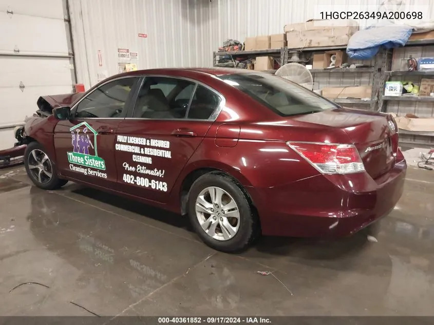 2009 Honda Accord 2.4 Lx VIN: 1HGCP26349A200698 Lot: 40361852