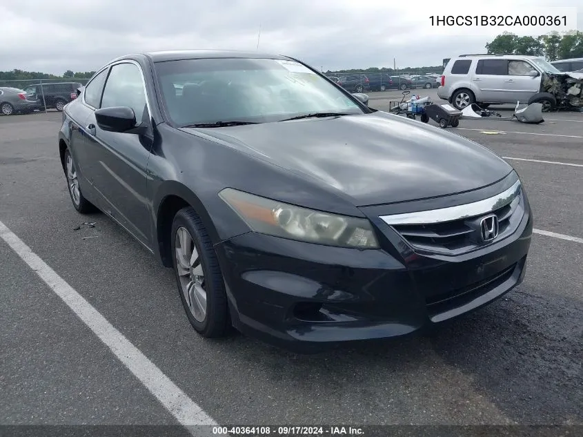 2012 Honda Accord 2.4 Lx-S VIN: 1HGCS1B32CA000361 Lot: 40364108