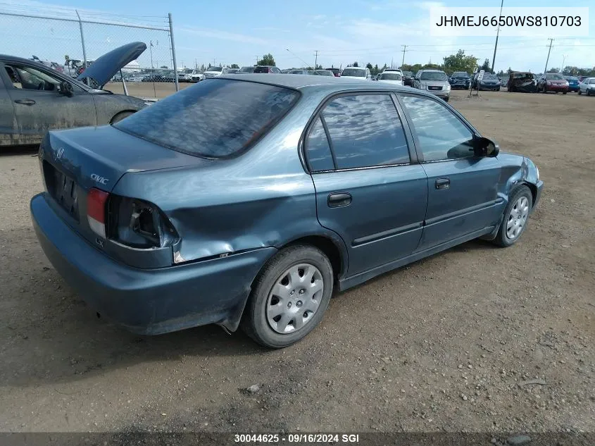 1998 Honda Civic Lx VIN: JHMEJ6650WS810703 Lot: 30044625