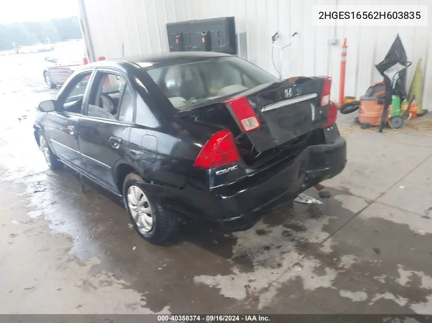 2HGES16562H603835 2002 Honda Civic Lx