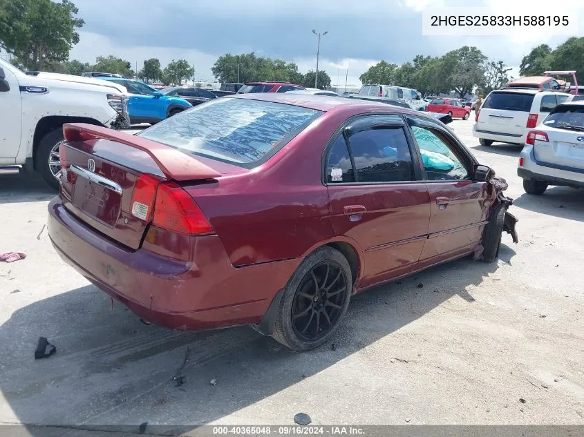 2HGES25833H588195 2003 Honda Civic Ex