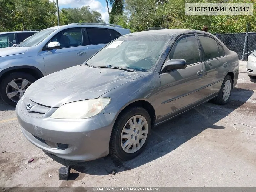 2004 Honda Civic Lx VIN: 2HGES16544H633547 Lot: 40367950