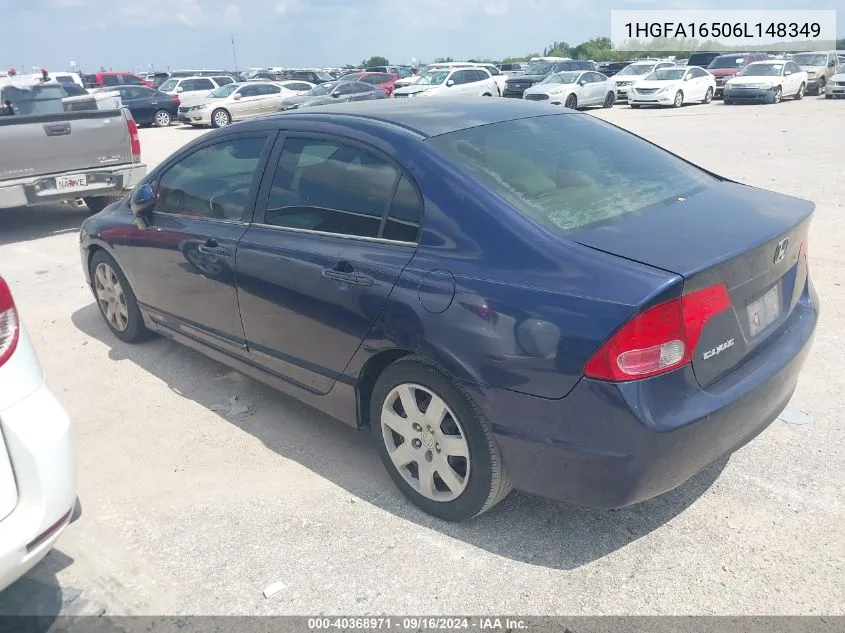 2006 Honda Civic Lx VIN: 1HGFA16506L148349 Lot: 40368971