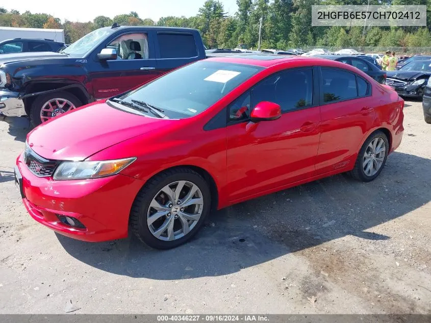 2012 Honda Civic Si VIN: 2HGFB6E57CH702412 Lot: 40346227