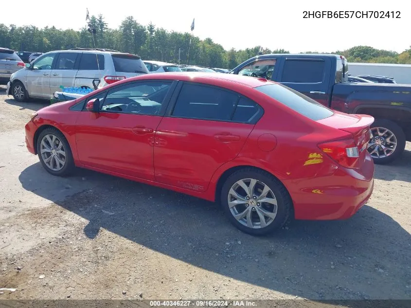 2HGFB6E57CH702412 2012 Honda Civic Si