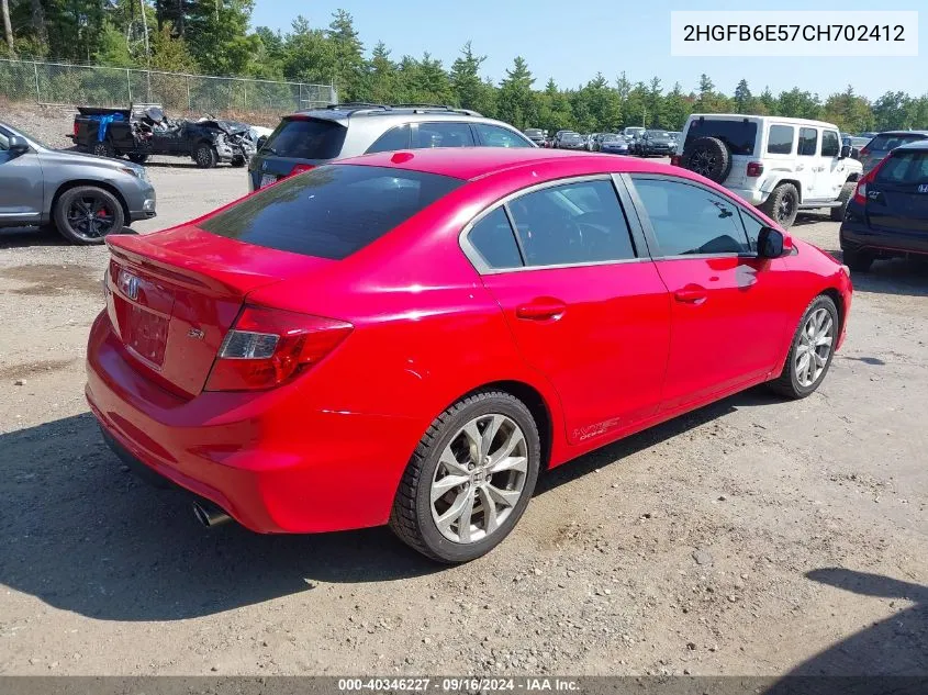 2HGFB6E57CH702412 2012 Honda Civic Si