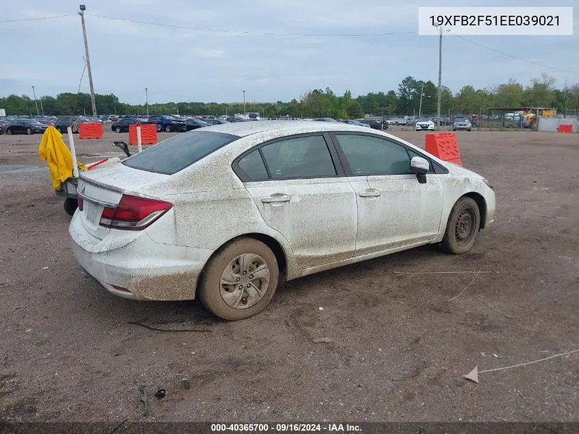 2014 Honda Civic Lx VIN: 19XFB2F51EE039021 Lot: 40365700