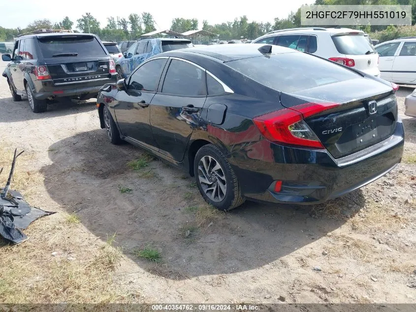 2017 Honda Civic Ex VIN: 2HGFC2F79HH551019 Lot: 40354762