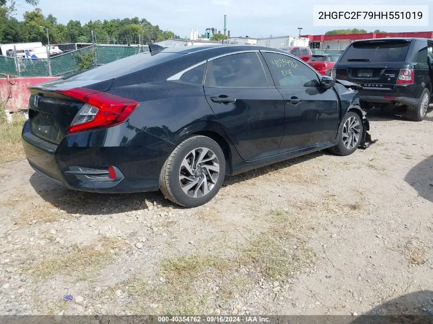 2017 Honda Civic Ex VIN: 2HGFC2F79HH551019 Lot: 40354762