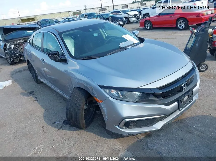 2HGFC2F60KH505190 2019 Honda Civic Lx