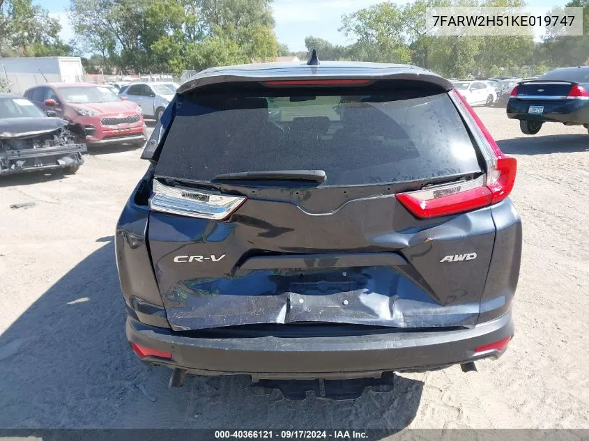 2019 Honda Cr-V Ex VIN: 7FARW2H51KE019747 Lot: 40366121