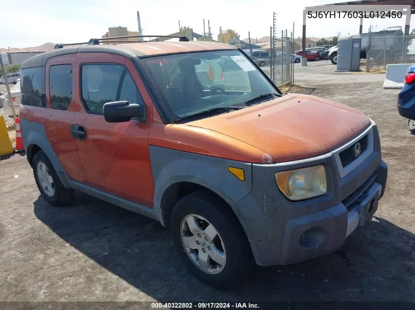 2003 Honda Element Ex VIN: 5J6YH17603L012450 Lot: 40322802