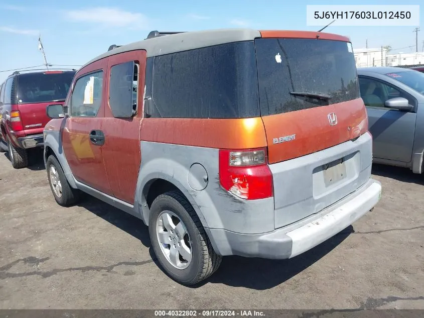 2003 Honda Element Ex VIN: 5J6YH17603L012450 Lot: 40322802