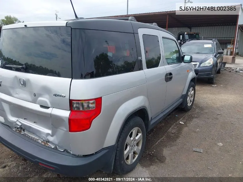 5J6YH2H74BL002385 2011 Honda Element Ex