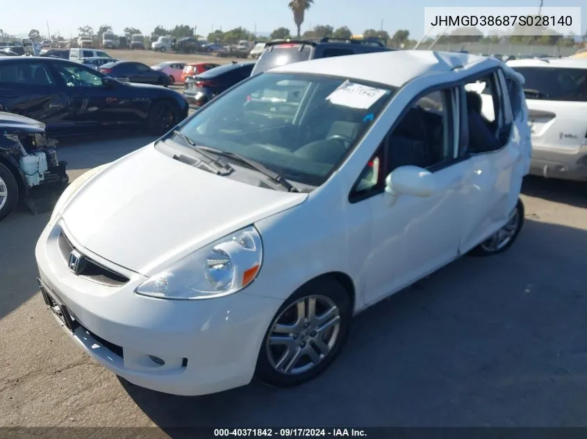 2007 Honda Fit Sport VIN: JHMGD38687S028140 Lot: 40371842