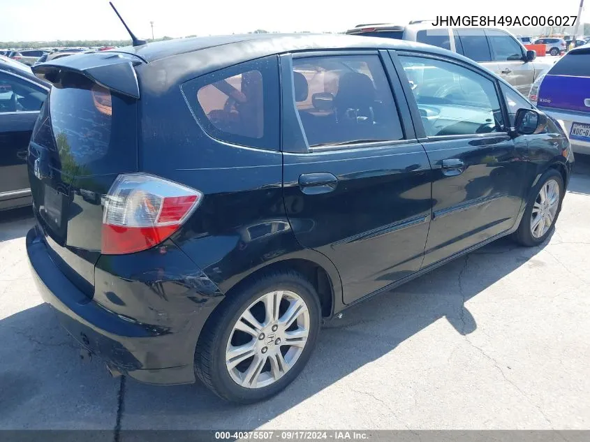 2010 Honda Fit Sport VIN: JHMGE8H49AC006027 Lot: 40375507