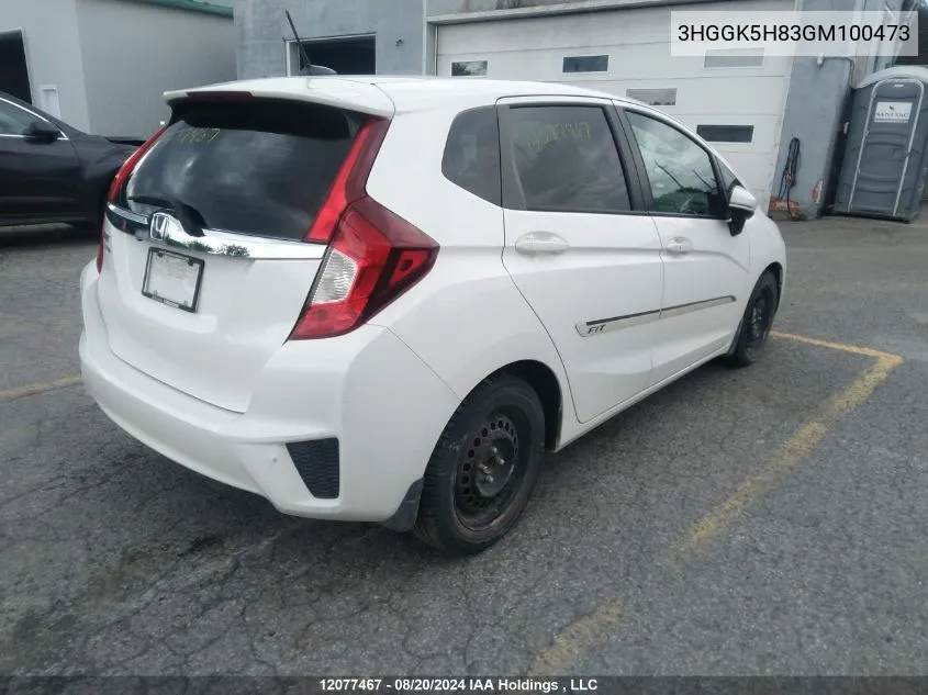 2016 Honda Fit Ex/Exl VIN: 3HGGK5H83GM100473 Lot: 12077467