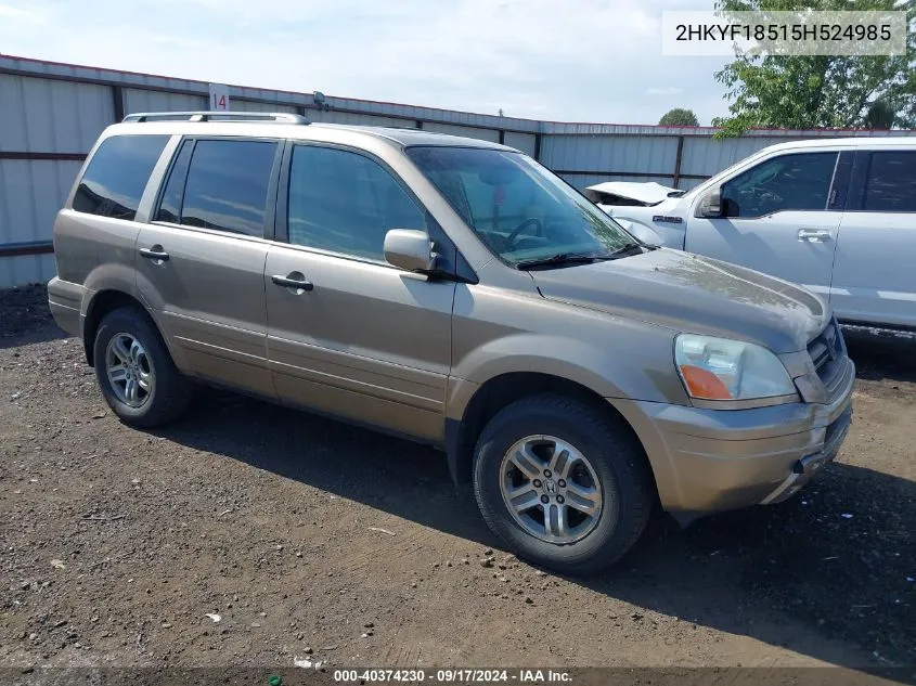 2005 Honda Pilot Ex-L VIN: 2HKYF18515H524985 Lot: 40374230