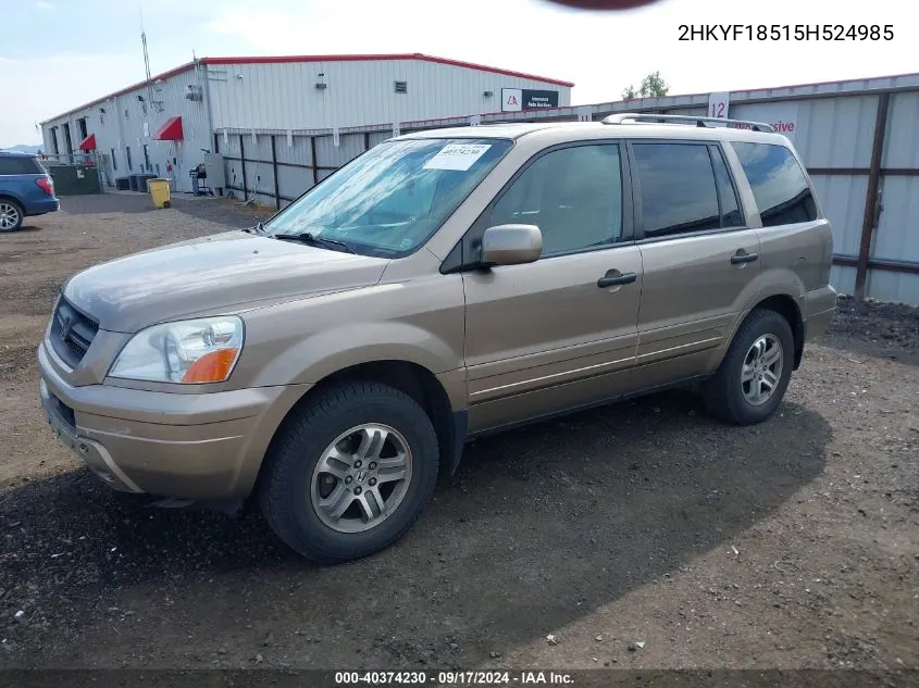 2005 Honda Pilot Ex-L VIN: 2HKYF18515H524985 Lot: 40374230