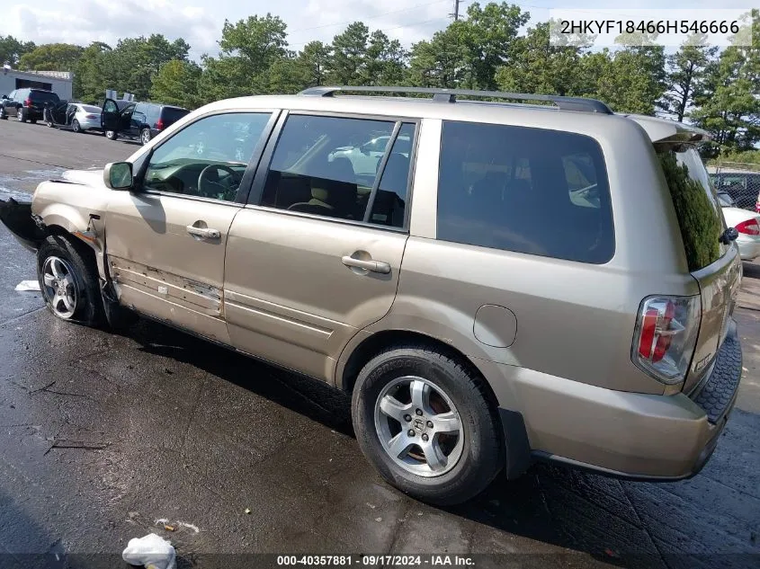 2006 Honda Pilot Ex VIN: 2HKYF18466H546666 Lot: 40357881