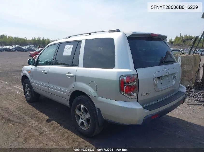 5FNYF28606B016229 2006 Honda Pilot Ex-L