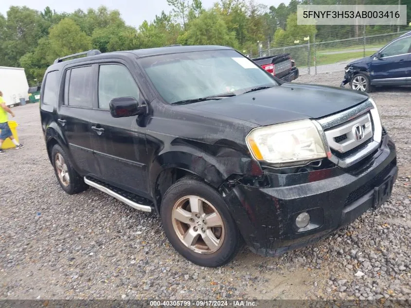 2010 Honda Pilot Ex-L VIN: 5FNYF3H53AB003416 Lot: 40305799