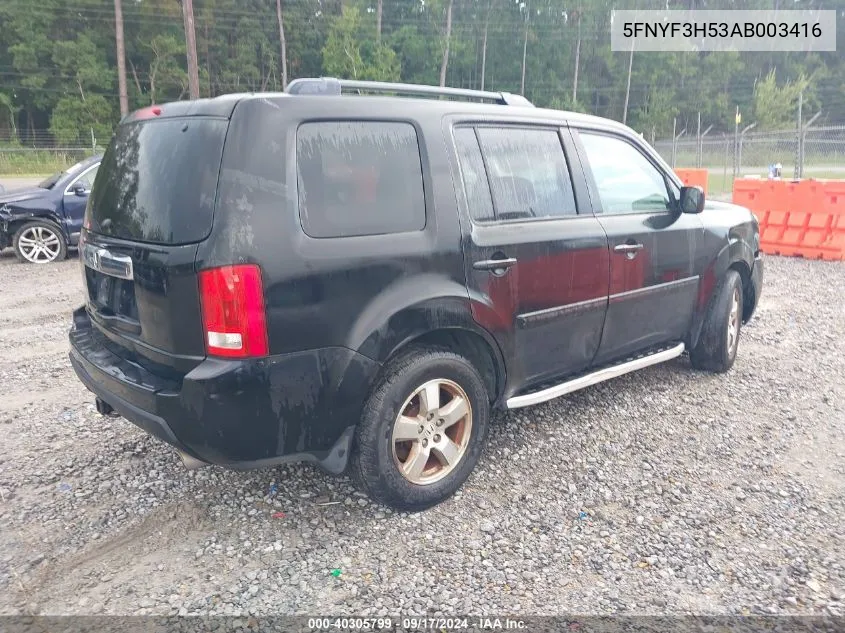 2010 Honda Pilot Ex-L VIN: 5FNYF3H53AB003416 Lot: 40305799