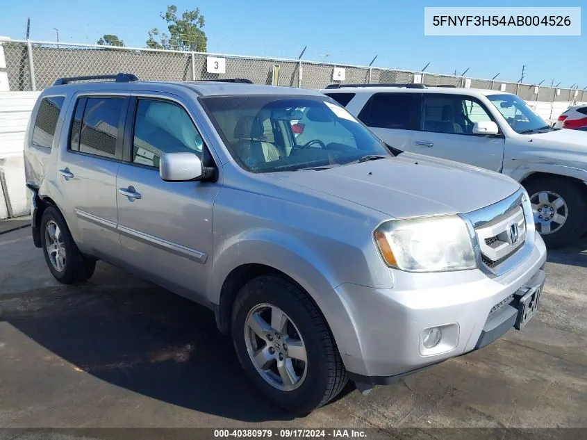 2010 Honda Pilot Ex-L VIN: 5FNYF3H54AB004526 Lot: 40380979